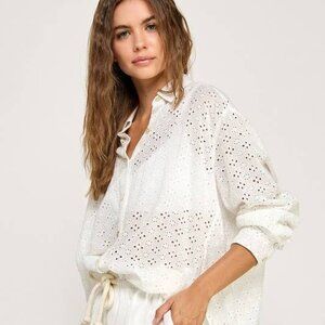 Eyelet Button Down Top